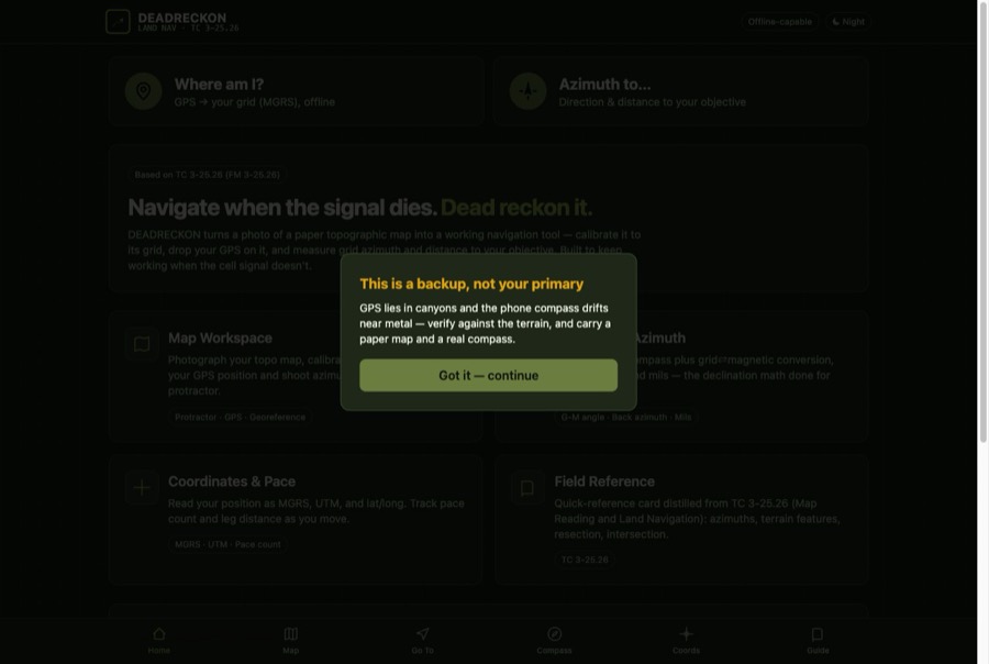 Deadreckon land navigation app