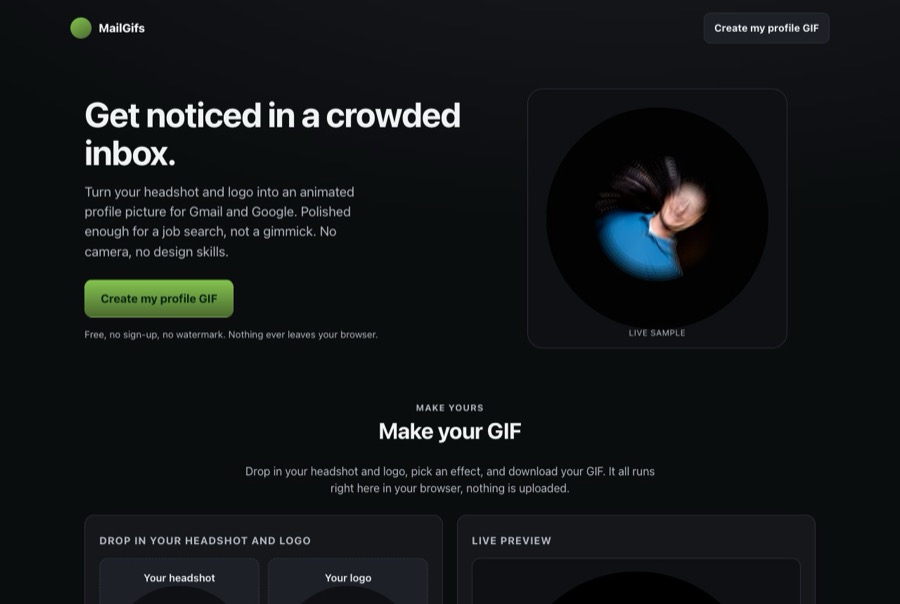 MailGifs animated Gmail avatar tool
